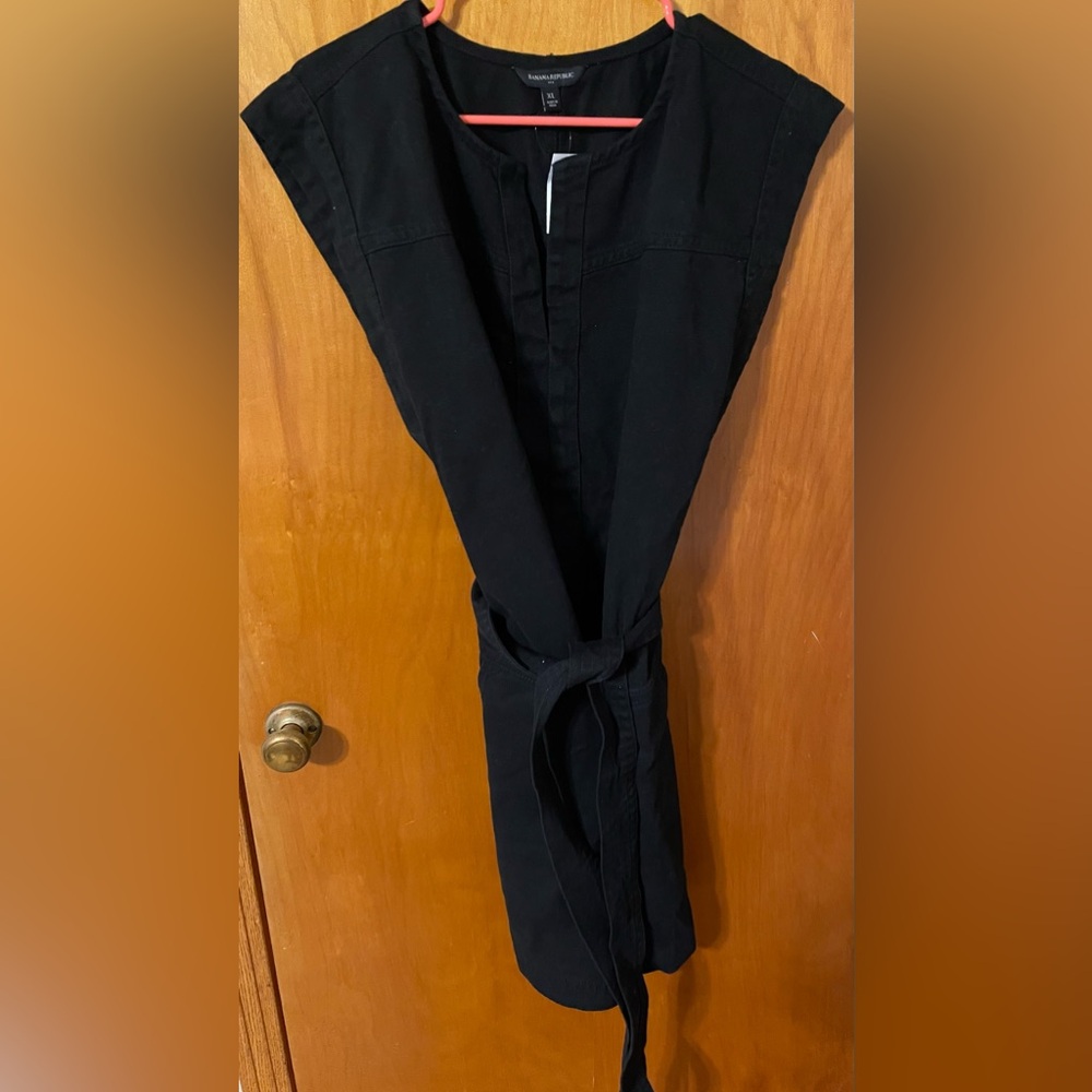 Banana Republic Black Midi Dress with Tie Waist